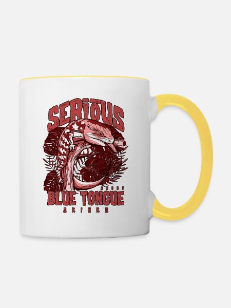 Ernsthaft über Blauzungenskinke Reptilienhalter - Tasse zweifarbig - Weiß/Gelb