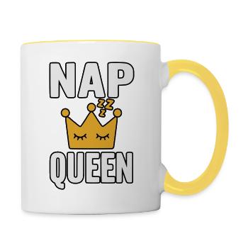 Motif de la reine endormie - Mug contrasté - blanc/jaune - Droite