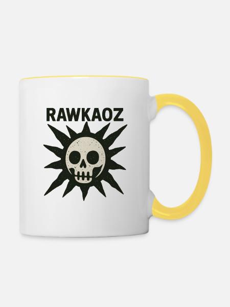 Rawkaoz Skull Sonnenlogo - Tasse zweifarbig - Weiß/Gelb