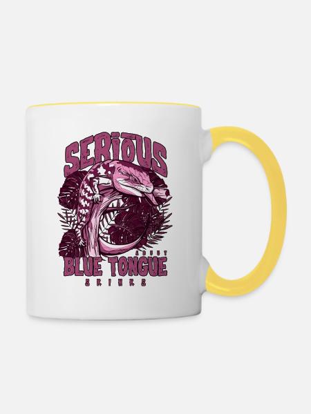 Ernsthaft über Blauzungenskinke Reptilienhalter - Tasse zweifarbig - Weiß/Gelb