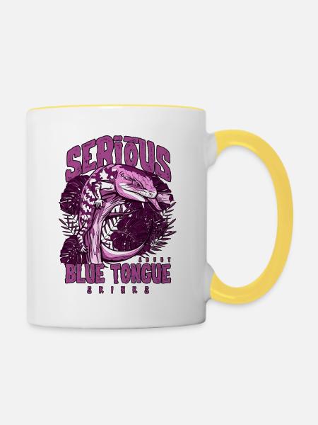 Ernsthaft über Blauzungenskinke Reptilienhalter - Tasse zweifarbig - Weiß/Gelb