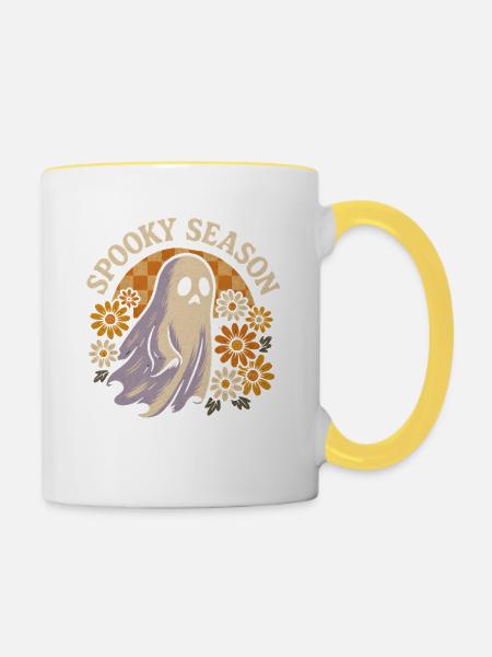 Gespenstischer Herbstzauber - Tasse zweifarbig - Weiß/Gelb