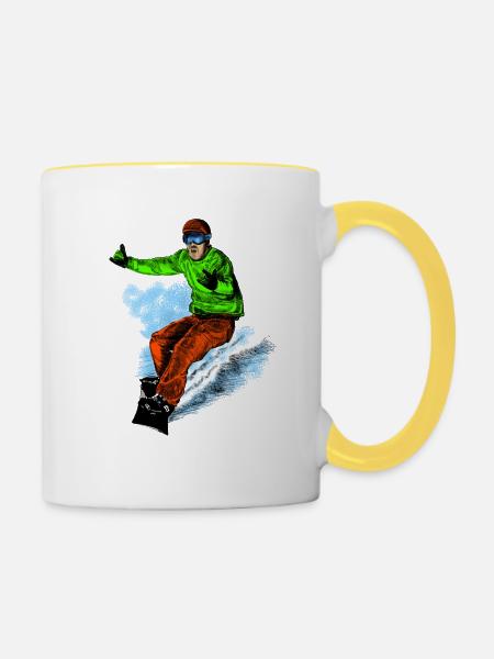 Snowboarding - Tasse zweifarbig - Weiß/Gelb