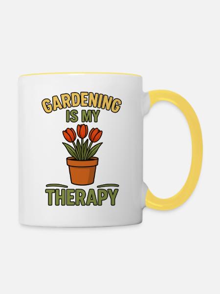 Gartenliebe Therapeutisches Design - Tasse zweifarbig - Weiß/Gelb