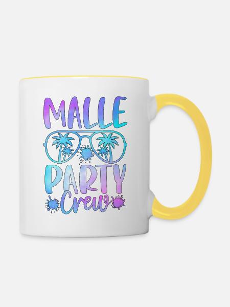 Malle Party Crew - Tasse zweifarbig - Weiß/Gelb