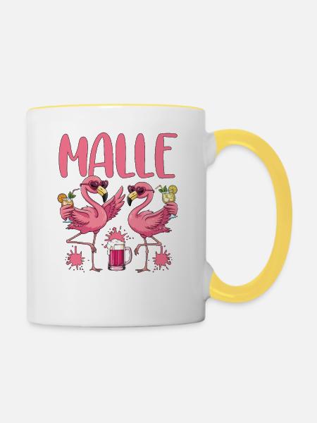 Malle Party Crew - Tasse zweifarbig - Weiß/Gelb