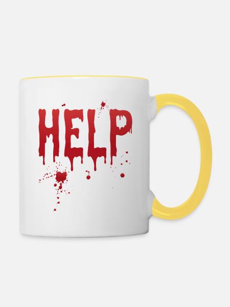 Hilfe - Tasse zweifarbig - Weiß/Gelb