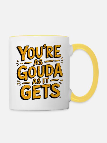 Gouda-Käse-Wortspiel - Tasse zweifarbig - Weiß/Gelb