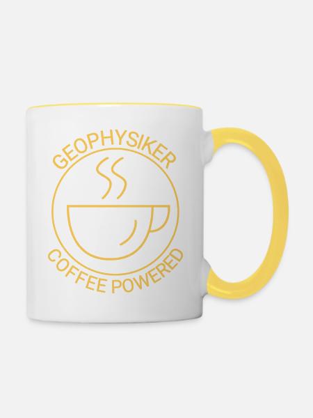 Geophysiker Coffee Powered Geophysik - Tasse zweifarbig - Weiß/Gelb