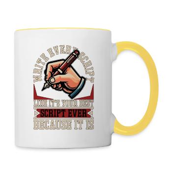 Scénariste Écrivez chaque scénario comme un script - Mug contrasté - blanc/jaune - Droite