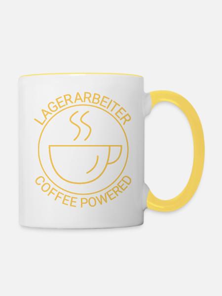 Lagerarbeiter Coffee Powered - Tasse zweifarbig - Weiß/Gelb