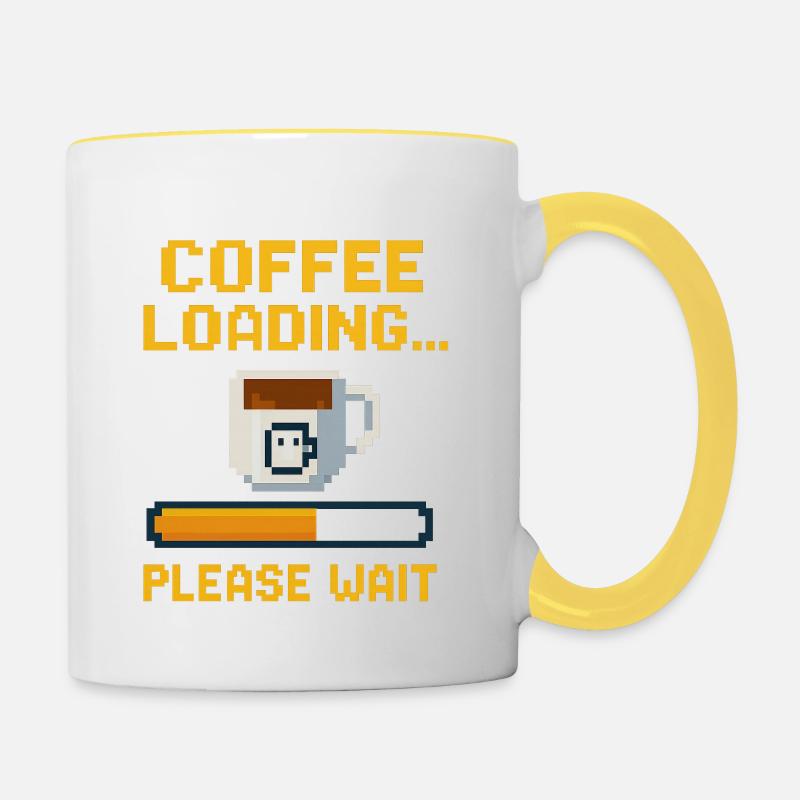 Coffee Loading… Please Wait - Tasse zweifarbig - Weiß/Gelb