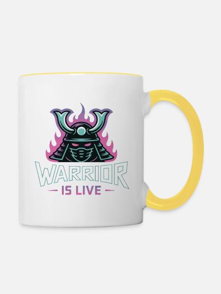 Furchtloses Design des Wikingerkriegers - Tasse zweifarbig - Weiß/Gelb