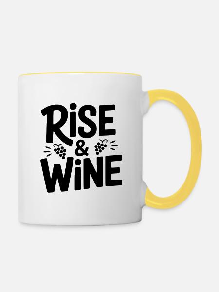 Aufstieg und Wein - Tasse zweifarbig - Weiß/Gelb