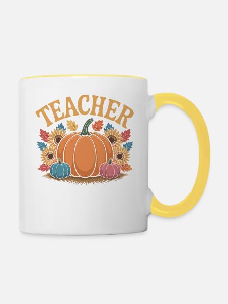 Herbstlich Lehrer - Tasse zweifarbig - Weiß/Gelb