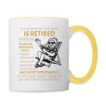 Retirement for Men women – Retired Rente - Contrasting Mug - white/yellow - Right