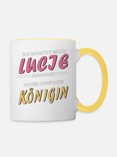 LUCIE KÖNIGIN - Tasse zweifarbig - Weiß/Gelb