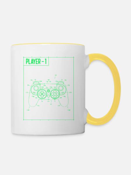 Player1 Blueprint Controller Neon - Tasse zweifarbig - Weiß/Gelb