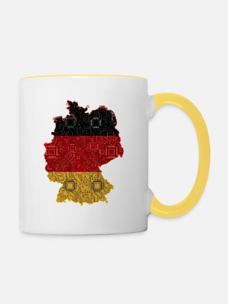 Deutschland - Chip - Tasse zweifarbig - Weiß/Gelb