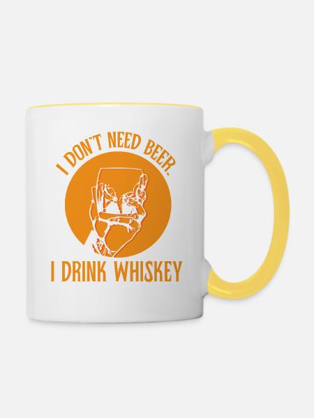 Whiskey Spruch Whiskeytrinker Whiskeyliebhaber - Tasse zweifarbig - Weiß/Gelb