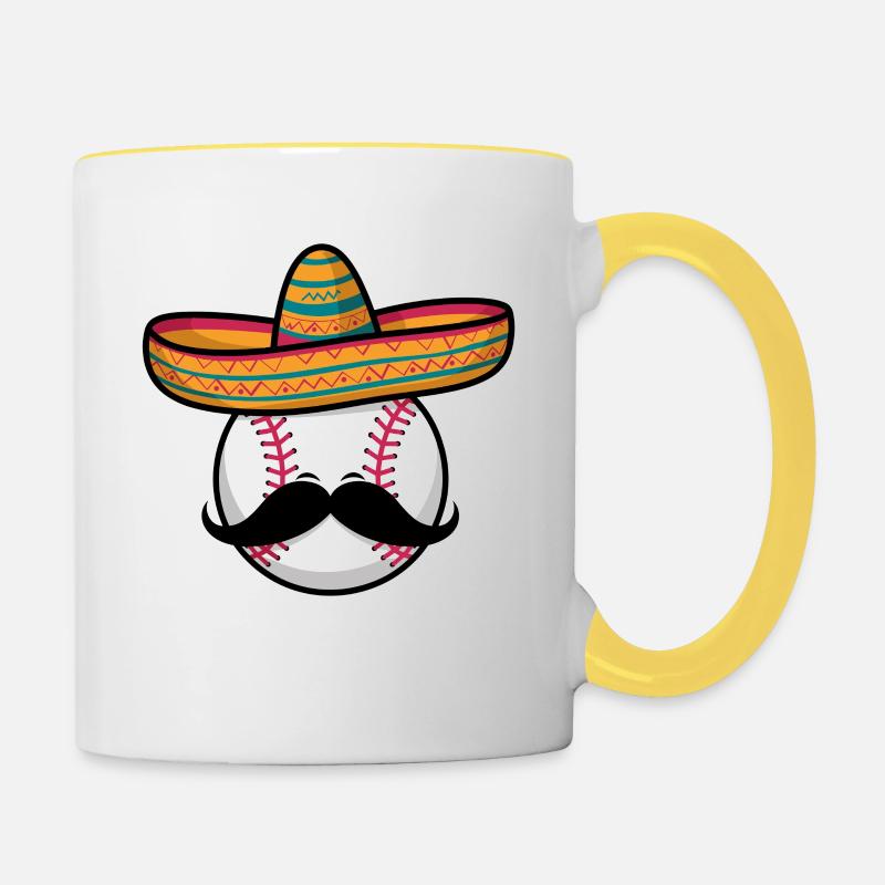 Drôle de baseball, sombrero - Mug contrasté - blanc/jaune