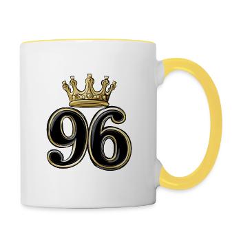 96 Zahl Krone - Tasse zweifarbig - Weiß/Gelb - Rechts