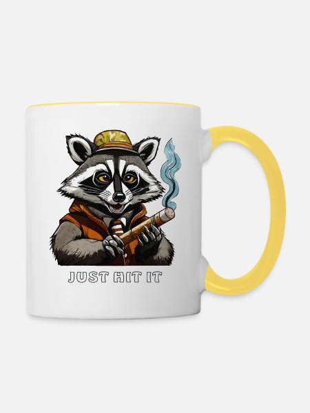 WASCHBÄR JOINT JUST HIT IT - Tasse zweifarbig - Weiß/Gelb