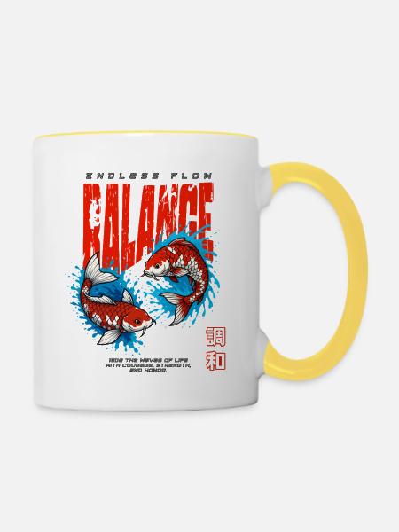Koi Fische - Balance - Tasse zweifarbig - Weiß/Gelb