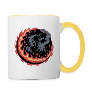 Flammender Schnitter-Glutkreis - Tasse zweifarbig - Weiß/Gelb - Rechts