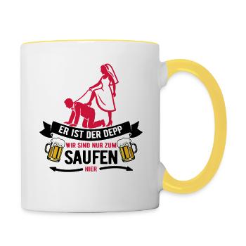 He's the idiot - JGA Team Bräutigam - Contrasting Mug - white/yellow - Right
