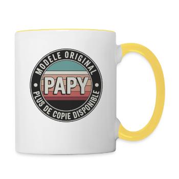 Opa originelles Muster humorvolles Vintage-Design - Tasse zweifarbig - Weiß/Gelb - Rechts