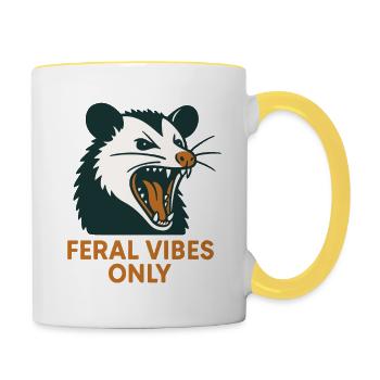 Feral Vibes Only Possum Humor - Contrasting Mug - white/yellow - Right