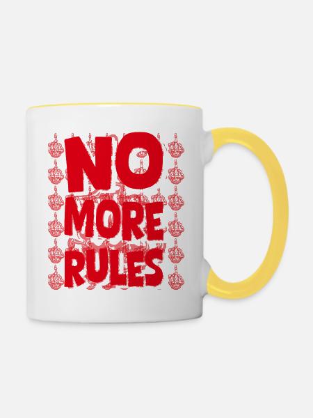 Keine Regeln mehr - Tasse zweifarbig - Weiß/Gelb