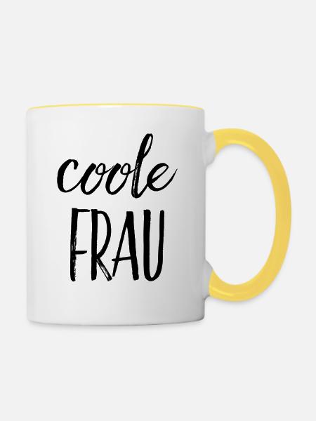 Coole Frau - Tasse zweifarbig - Weiß/Gelb