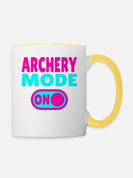 Archery Mode ON - Tasse zweifarbig - Weiß/Gelb
