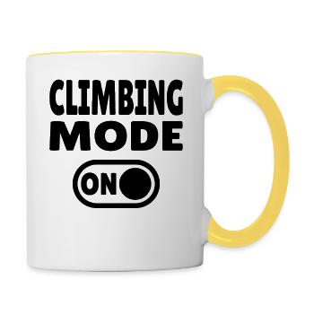Climbing Mode ON – Boulder & Kletter Style - Tasse zweifarbig - Weiß/Gelb - Rechts