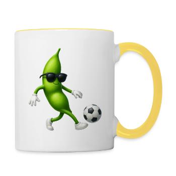 Edamame Beans Bean Football - Mug contrasté - blanc/jaune - Droite