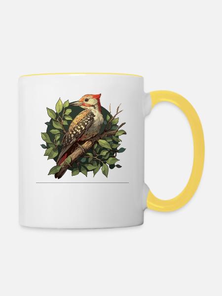 Spechte Specht - Tasse zweifarbig - Weiß/Gelb