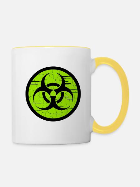 unterirdische Biogefährdung - Tasse zweifarbig - Weiß/Gelb
