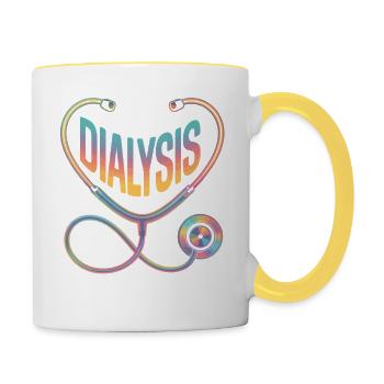 Regenbogen Diagnose Stethoskop - Tasse zweifarbig - Weiß/Gelb - Rechts