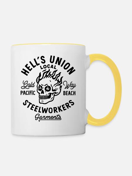 Die Vereinigung der Hölle - Tasse zweifarbig - Weiß/Gelb