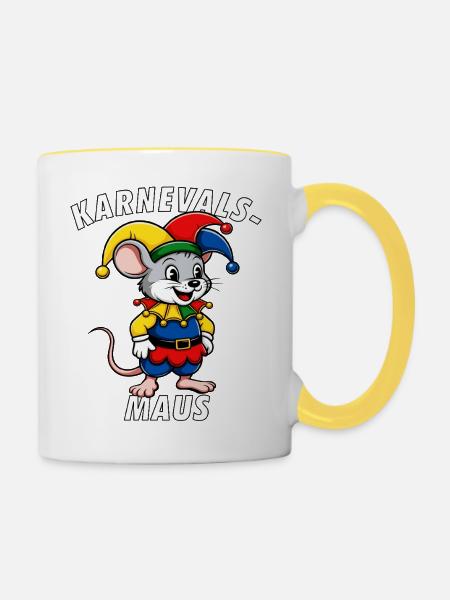 KARNEVALS MAUS - Tasse zweifarbig - Weiß/Gelb