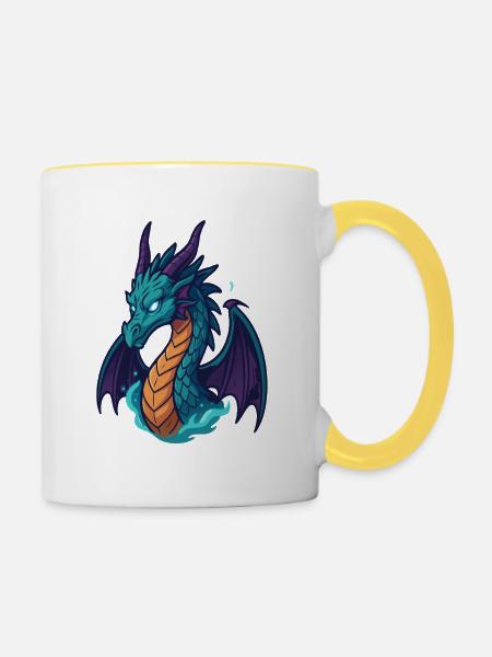 Meeresdrache Neonkopf - Tasse zweifarbig - Weiß/Gelb