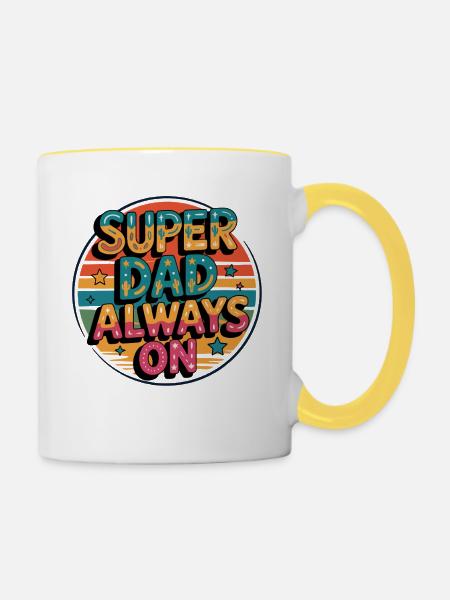 Super Dad Always On - Tasse zweifarbig - Weiß/Gelb