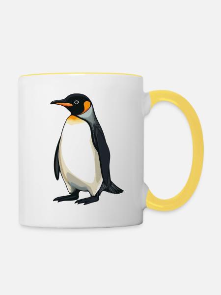 Pinguine Pinguin - Tasse zweifarbig - Weiß/Gelb