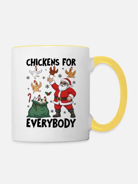 Chickens for Everybody - Tasse zweifarbig - Weiß/Gelb