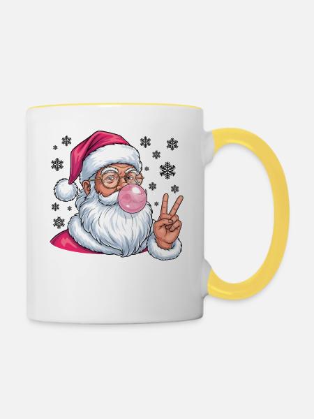Weihnachtsmann Bubble Gum - Tasse zweifarbig - Weiß/Gelb