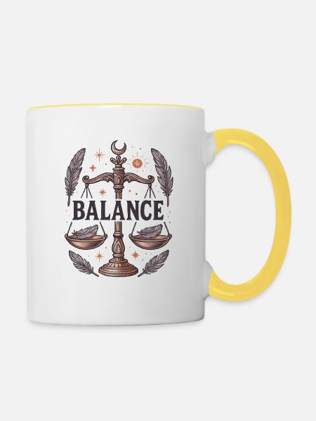 Sternzeichen Waage - Tasse zweifarbig - Weiß/Gelb
