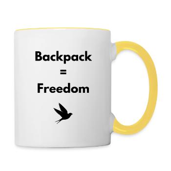 Backpack = Freedom – Travel Shirt - Contrasting Mug - white/yellow - Right