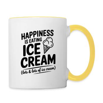 Glück ist Sahne essen - Tasse zweifarbig - Weiß/Gelb - Rechts